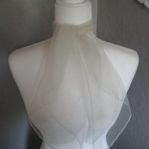 1950s warm white chiffon scarf